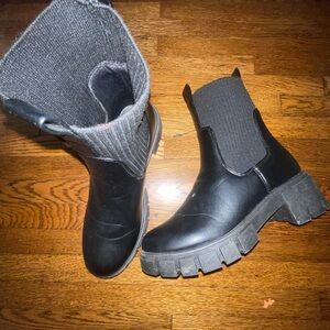 Black Chunky Sole Boots